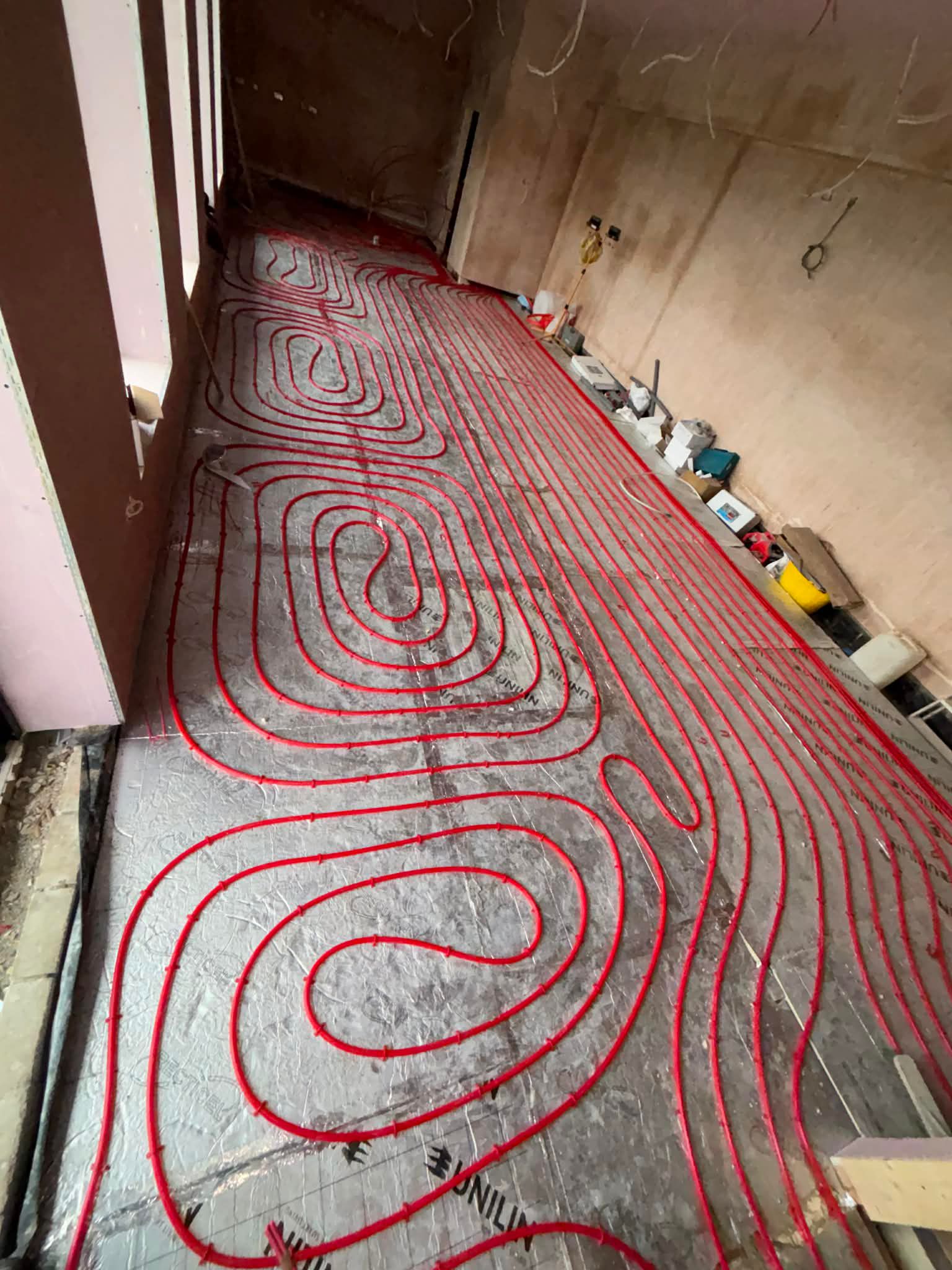 Underfloor heating pipework installation
